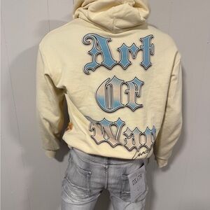 Cream Hoodie with Graphic Text